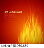 Burning hot flame campfire heat strokes realistic fire on red background vector illustration. Стоковая иллюстрация, агентство Ingram Publishing / Фотобанк Лори