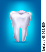 White tooth on a blue background. Vector. . Стоковая иллюстрация, агентство Ingram Publishing / Фотобанк Лори