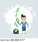 Accountant steals money illustration. Flat modern style vector design . Стоковая иллюстрация, агентство Ingram Publishing / Фотобанк Лори