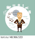 journalist photographs illustration. Flat modern style vector design . Стоковая иллюстрация, агентство Ingram Publishing / Фотобанк Лори