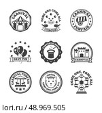 Amusement park carnival funfair family fun label black set isolated vector illustration. Стоковая иллюстрация, агентство Ingram Publishing / Фотобанк Лори