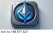A liquid-metal 3D download icon with melting droplet effect, silver and blue tones, modern and futuristic high-tech appearance. Стоковое AI-видео, аниматор Sergey Grishin / Фотобанк Лори