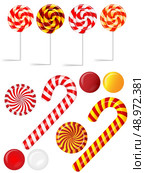 Vector set with different red and white candies. Стоковая иллюстрация, агентство Ingram Publishing / Фотобанк Лори