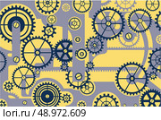 Elements of mechanism on a yellow background. Стоковая иллюстрация, агентство Ingram Publishing / Фотобанк Лори