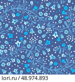 Seamless pattern of flowering branches. Vector illustration. Стоковая иллюстрация, агентство Ingram Publishing / Фотобанк Лори