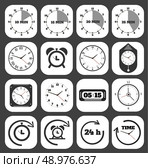 Black clocks icon set. Set of timers. 5, 10, 15, 30 minutes. Стоковая иллюстрация, агентство Ingram Publishing / Фотобанк Лори