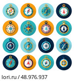 Compass marine orientation navigational instrument icon flat set isolated vector illustration. Стоковая иллюстрация, агентство Ingram Publishing / Фотобанк Лори