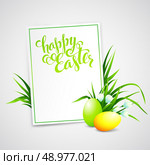 Easter card with eggs and flowers. Vector illustration EPS10. Стоковая иллюстрация, агентство Ingram Publishing / Фотобанк Лори