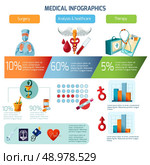 Medical infographics set with healthcare medicine therapy symbols and charts vector illustration. Стоковая иллюстрация, агентство Ingram Publishing / Фотобанк Лори