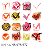 Water colored check questionnaire box accept mark set isolated vector illustration. Стоковая иллюстрация, агентство Ingram Publishing / Фотобанк Лори