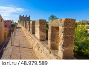 Alcudia Old Town fortress wall in Majorca Mallorca Balearic island of Spain. Стоковое фото, агентство Ingram Publishing / Фотобанк Лори