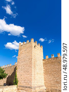 Alcudia Old Town fortress wall in Majorca Mallorca Balearic island of Spain. Стоковое фото, агентство Ingram Publishing / Фотобанк Лори