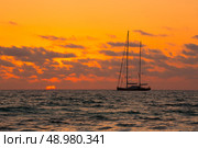 Majorca Sunset in Es Trenc beach in Campos of Mallorca at Balearic islands Spain. Стоковое фото, агентство Ingram Publishing / Фотобанк Лори