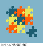 Parts of multicolor puzzles. Business concept of teamwork. Стоковая иллюстрация, агентство Ingram Publishing / Фотобанк Лори