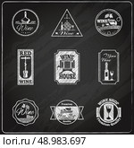 Wine label premium chalkboard set with barrels and bottles isolated vector illustration. Wine Label Chalkboard. Стоковая иллюстрация, агентство Ingram Publishing / Фотобанк Лори