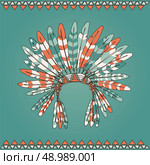 Hand drawn native american indian chief headdress, vector illustration. Стоковая иллюстрация, агентство Ingram Publishing / Фотобанк Лори