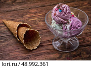 fruit ice cream in  bowl.The image is tinted in vintage style.Shallow DOF. fruit ice cream in  bowl. Стоковое фото, агентство Ingram Publishing / Фотобанк Лори
