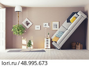 strange living room  interior. 3d design concept. Стоковое фото, агентство Ingram Publishing / Фотобанк Лори
