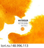 Abstract watercolor background. Orange Hand drawn watercolor backdrop, texture, stain watercolors on wet paper. Vector illustration. Стоковая иллюстрация, агентство Ingram Publishing / Фотобанк Лори
