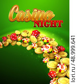 Casino night. Vector Illustration with roulette, coins EPS 10. Стоковая иллюстрация, агентство Ingram Publishing / Фотобанк Лори