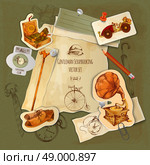Gentlemen paper scrapbooking set with vintage sketch accessories vector illustration. Gentlemen Scrapbooking Set. Стоковая иллюстрация, агентство Ingram Publishing / Фотобанк Лори