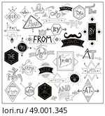 Black catchwords symbols on whiteboard. Locators from with catchwords with heart love and black moustaches symbols composition on whiteboard abstract vector illustration. Стоковая иллюстрация, агентство Ingram Publishing / Фотобанк Лори