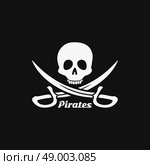 Golden age of piracy traditional jolly roger ship flag flown to attack emblem blac abstract vector illustration. Pirates skull logo emblem icon. Стоковая иллюстрация, агентство Ingram Publishing / Фотобанк Лори