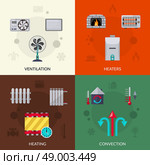 Heating ventilation and convection flat icons set isolated vector illustration. Heating Ventilation And Convection Icons Set. Стоковая иллюстрация, агентство Ingram Publishing / Фотобанк Лори