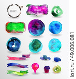 watercolor design elements, background, label, bubble, ribbon. Стоковая иллюстрация, агентство Ingram Publishing / Фотобанк Лори