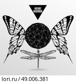 Abstract  gothic sacral illustration with polygon,  crystal design element, symbol, sign for tattoo. Стоковая иллюстрация, агентство Ingram Publishing / Фотобанк Лори