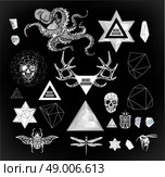 Abstract  gothic sacral illustration with polygon,  crystal design element, symbol, sign for tattoo. Стоковая иллюстрация, агентство Ingram Publishing / Фотобанк Лори