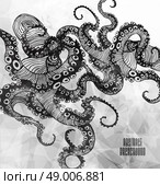 Abstract Octopus, hipster element,  drawn by hand modern illustration with polygon,  crystal design element, symbol, sign for tattoo. Стоковая иллюстрация, агентство Ingram Publishing / Фотобанк Лори