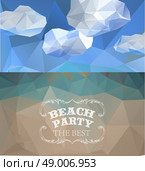 Polygonal seaside view sammer poster. Polygonal background illustration. Seaside view. Стоковая иллюстрация, агентство Ingram Publishing / Фотобанк Лори