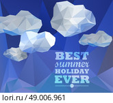 Polygonal sky  and cloud, sammer poster. Polygonal background, illustration. Стоковая иллюстрация, агентство Ingram Publishing / Фотобанк Лори