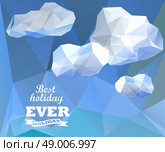 Polygonal sky  and cloud, sammer poster. Polygonal background, illustration. Стоковая иллюстрация, агентство Ingram Publishing / Фотобанк Лори
