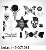Abstract  gothic sacral illustration with polygon,  crystal design element, symbol, sign for tattoo. Стоковая иллюстрация, агентство Ingram Publishing / Фотобанк Лори
