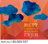 Polygonal sky  and cloud, sammer poster. Polygonal background, illustration. Стоковая иллюстрация, агентство Ingram Publishing / Фотобанк Лори