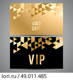 VIP cards. Black and golden design. Triangle decorative patterns.. Vector VIP premium invitation cards. Black and golden design. Triangle decorative patterns. Стоковая иллюстрация, агентство Ingram Publishing / Фотобанк Лори