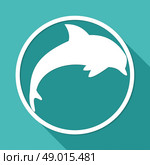 Icon dolphin on white circle with a long shadow. Стоковая иллюстрация, агентство Ingram Publishing / Фотобанк Лори