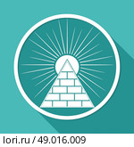 Icon Pyramid on white circle with a long shadow. Стоковая иллюстрация, агентство Ingram Publishing / Фотобанк Лори