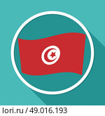 Icon Tunisian flag on white circle with a long shadow. Стоковая иллюстрация, агентство Ingram Publishing / Фотобанк Лори