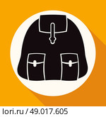 backpack icon on white circle with a long shadow. Стоковая иллюстрация, агентство Ingram Publishing / Фотобанк Лори