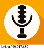 microphone icon on white circle with a long shadow. Стоковая иллюстрация, агентство Ingram Publishing / Фотобанк Лори