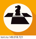 Icon Chess on white circle with a long shadow. Стоковая иллюстрация, агентство Ingram Publishing / Фотобанк Лори