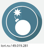 Bomb icon on white circle with a long shadow. Стоковая иллюстрация, агентство Ingram Publishing / Фотобанк Лори