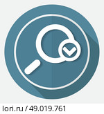 Magnify icon on white circle with a long shadow. Стоковая иллюстрация, агентство Ingram Publishing / Фотобанк Лори