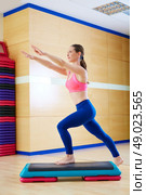 stepper step woman exercise workout at gym indoor. Стоковое фото, агентство Ingram Publishing / Фотобанк Лори