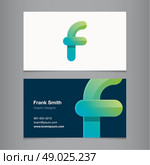 Business card with alphabet letter f. Vector template editable. . Стоковая иллюстрация, агентство Ingram Publishing / Фотобанк Лори