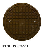 rusty manhole cover isolated on white background. Стоковое фото, агентство Ingram Publishing / Фотобанк Лори