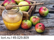 Honey Spas. Still life from the harvest of ripe apples and honey to the Church celebration of the apple feast day.Photo tinted. Стоковое фото, агентство Ingram Publishing / Фотобанк Лори
